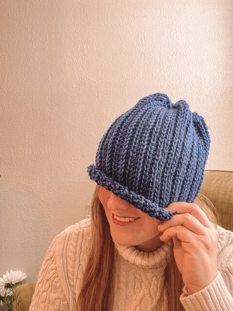 knit look crochet beanie